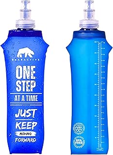 Bearactive Lightweight Running Water Bottle Soft Flask 500ml - TPU BPA Free Plastic, Leak Proof Foldable Water Bottle, Collapsible Water Bottle for Running Vests & Belts (Style 1-1pc 500ml, Blue)