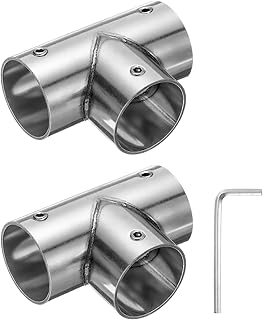 sourcing map 2Pcs Tee Structural Pipe Connectors 3 Way End Rails Clamp with Wrench Stainless Steel Corner Pipe Fittings for DIY Shelf Garden Support 1" Fit Pipe Dia, Silvery