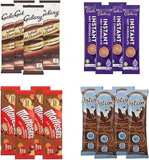 Hot Chocolate Bundle - Handy Travel Pack - Great for holiday hosts - 4 x Cadbury, Galaxy. Options Belgian and Maltesers (16 pack) - Includes WoodzyCo Box and Thank you card