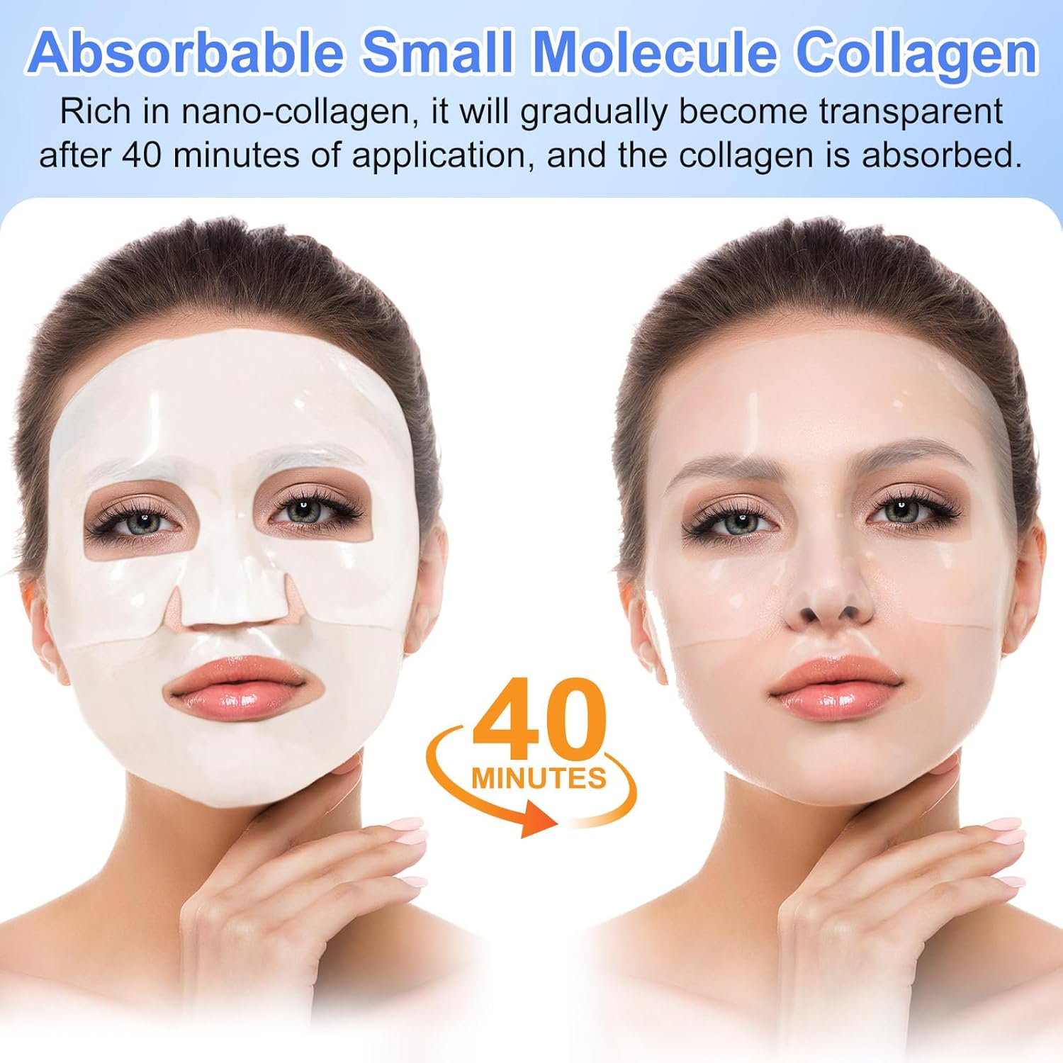 Bio Collagen Face Mask 6pcs, Intense Hydration, Reduce Fine Lines & Wrinkles, Soothing & Hydrating Overnight Hydrogel Mask, Pore Minimizing, Elasticity Improvement, Anti Aging and Rejuvinating Sheets-4