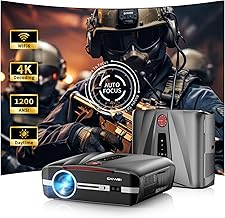 [Auto Focus/Keystone] 4K HDR Projector with WiFi 6 and Bluetooth 5.2, 1200 ANSI Smart Movie Daytime Projector, Ultra HD Home Theater Projector for Gaming Office Works Wireless Cast Netflix Youtube