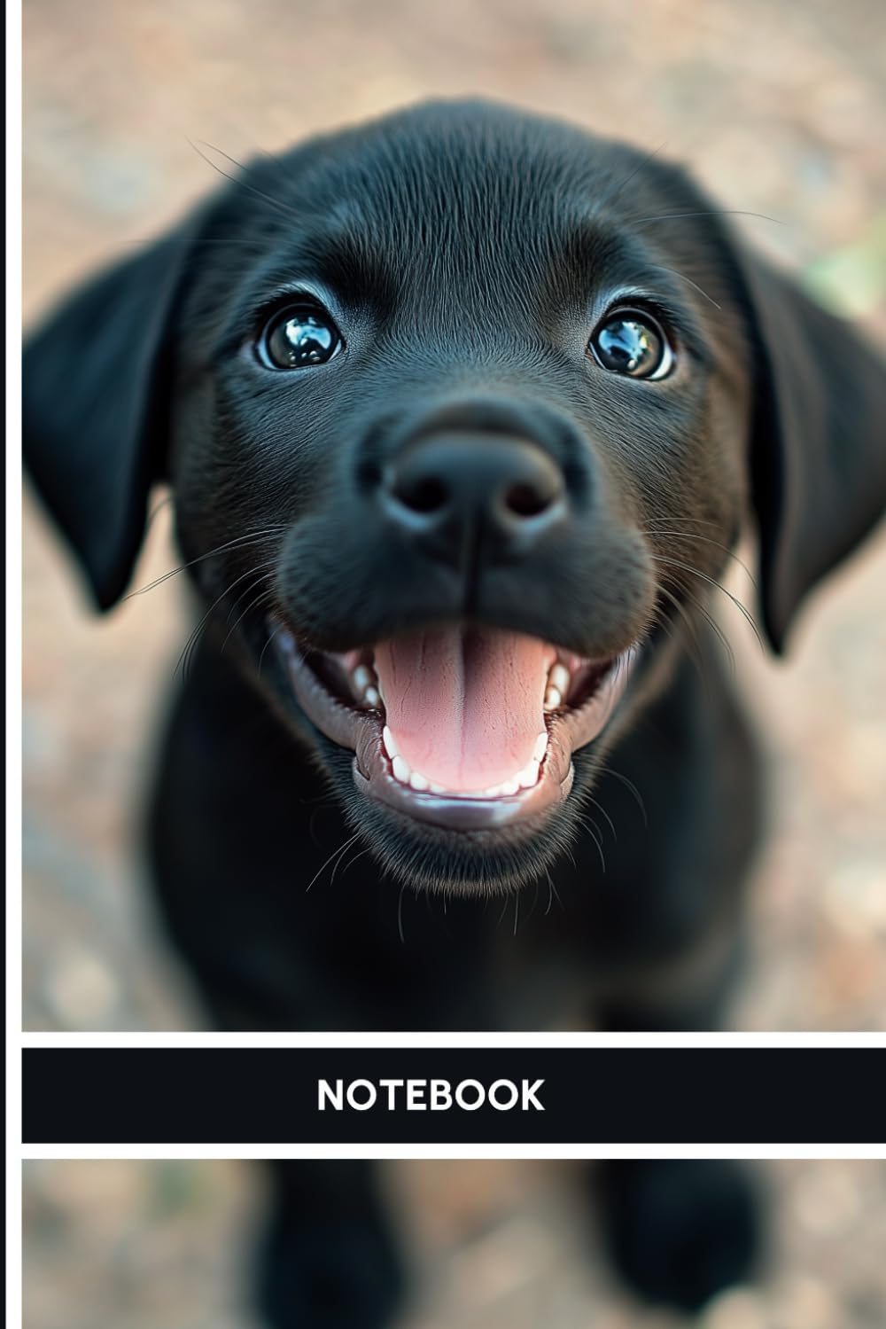 Black Labrador Puppy Notebook (Looking Up At Camera): 6x9inch | Wide Ruled | 120 Pages | Black Lab Pup-0