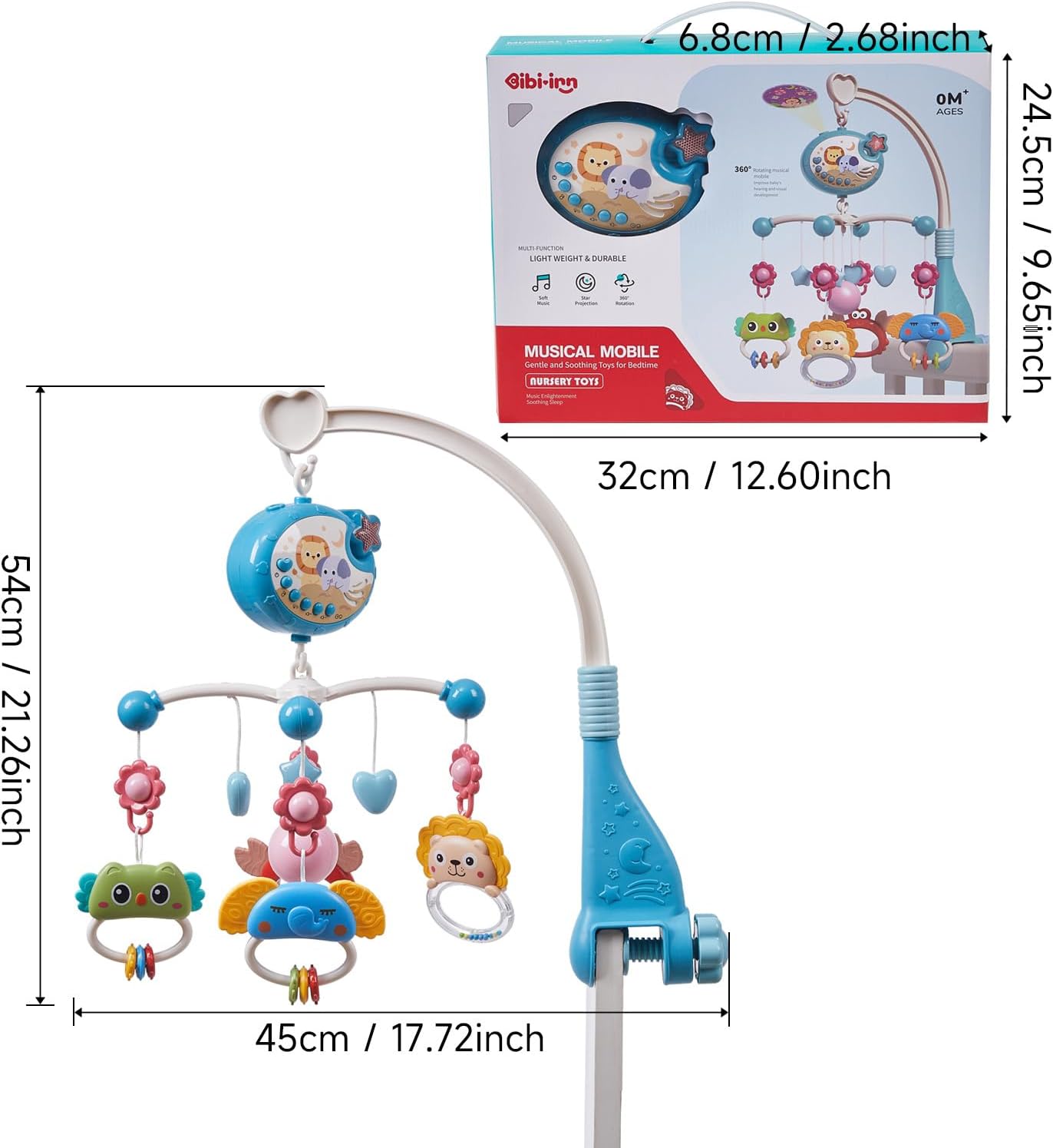 Warmiehomy Cot Mobiles for Babies Crib Musical Mobile Bed Bell Pendant for Boys Girls Baby Cot Hanging Rotating Rattle Toys for Babies 0-6 Months with Star Projection and Timing Function-2