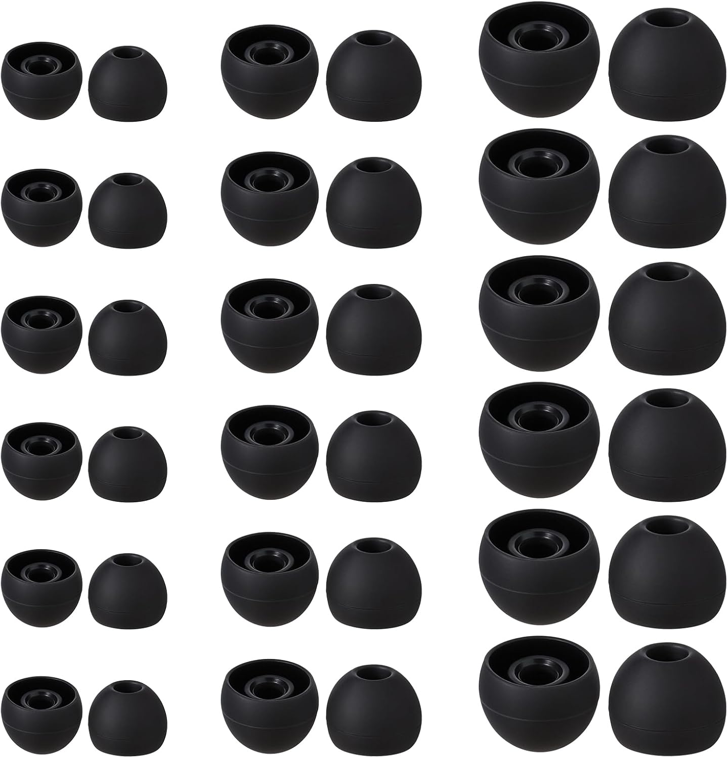 Giantree 18 Pairs Silicone Earbud Replacement Tips, S/M/L Sizes Earbud Ear Tips Replacement Ear Bud Covers Fit Most in-Ear for Earbuds(Black)-0