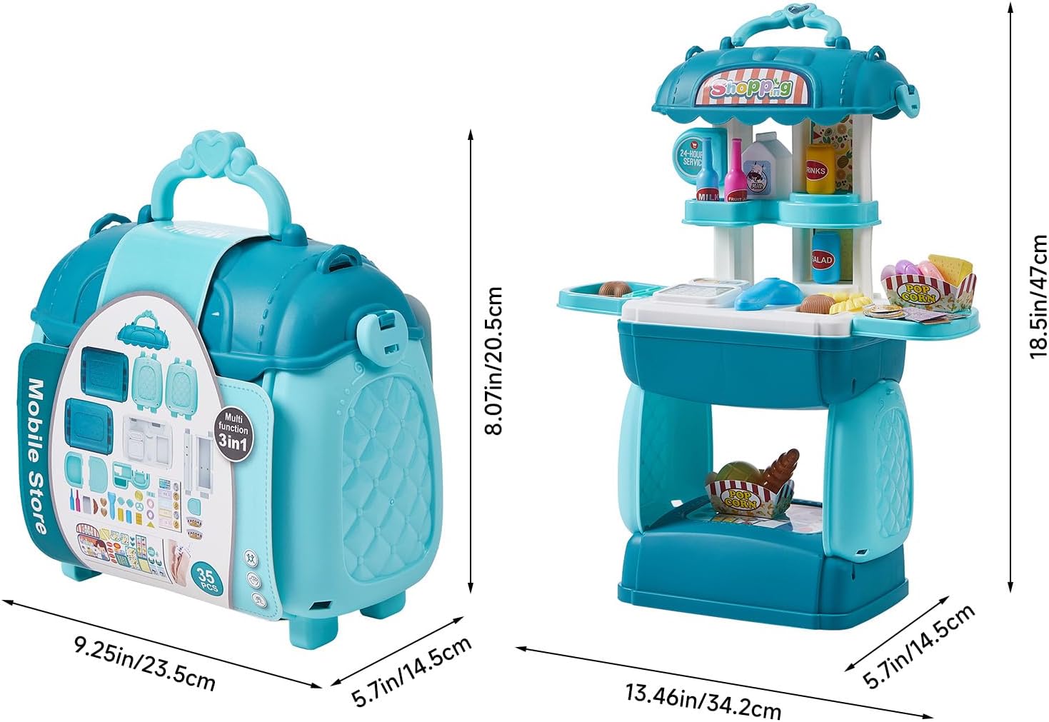 Warmiehomy Pretend Play Grocery Store Kids Supermarket Playset with Cash Register,Play Food Accessories Role Play Children's Toys Girls Boys Toys Toddler Handbag with Shoulder Strap,Birthday Gifts-1