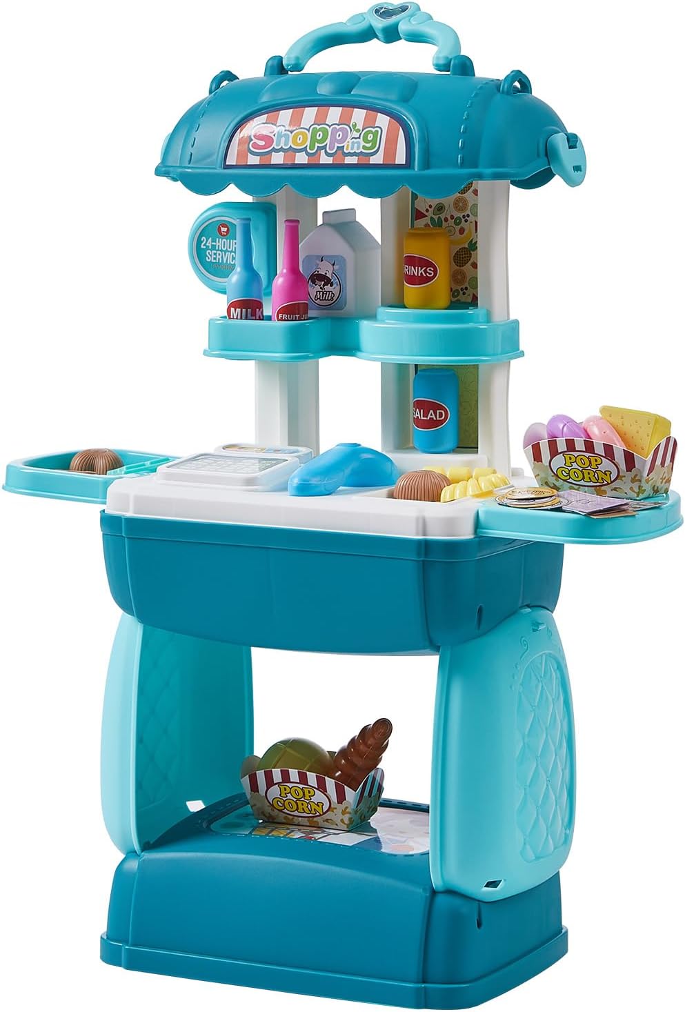 Warmiehomy Pretend Play Grocery Store Kids Supermarket Playset with Cash Register,Play Food Accessories Role Play Children's Toys Girls Boys Toys Toddler Handbag with Shoulder Strap,Birthday Gifts-7