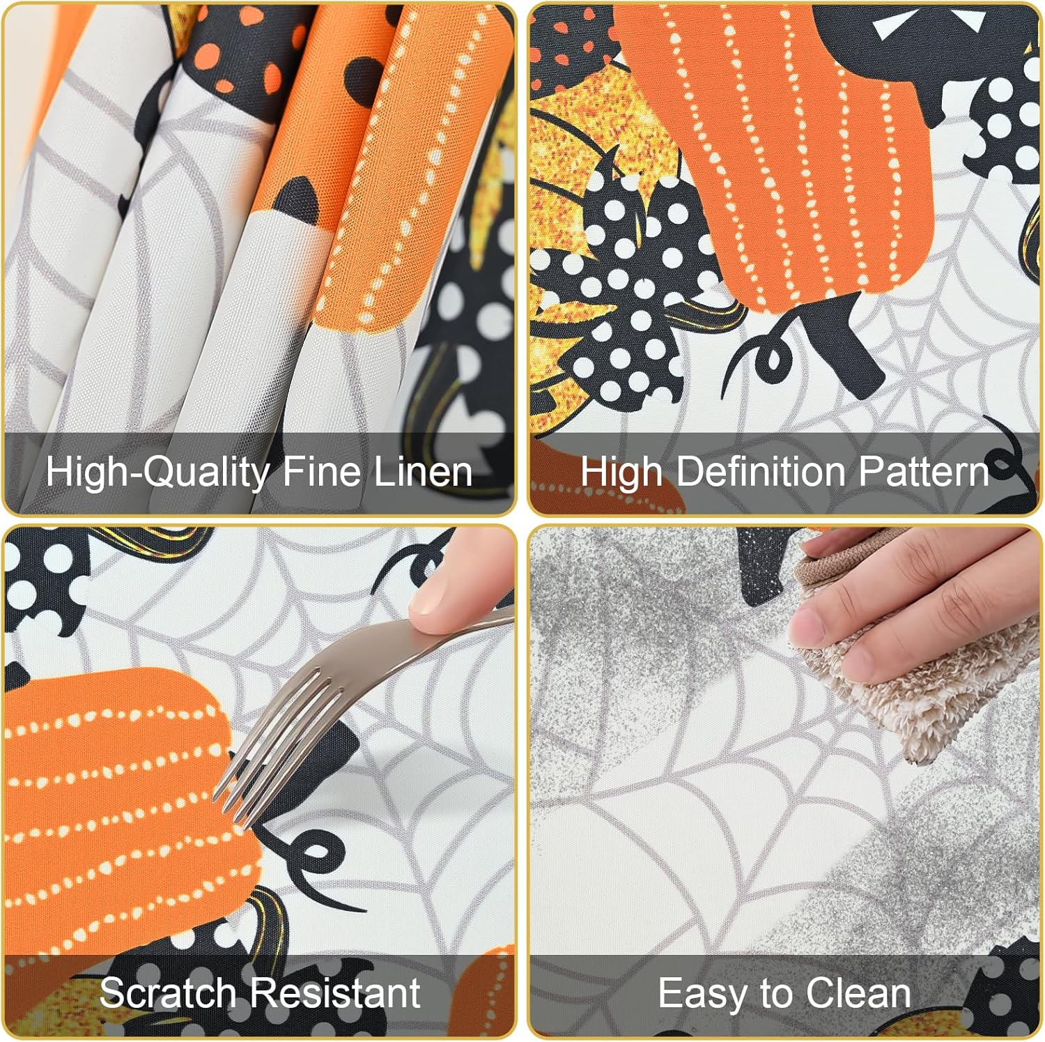 Halloween Table Runner, Pumpkin Spider Web Table Runner Cover, Halloween Holiday Kitchen Decor, Cute Table Cloth for Kitchen Dining Table Home Party Indoor Outdoor Decoration, 183x35cm-6