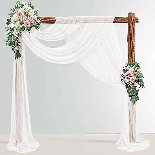 Wedding Arch Draping Fabric 28inx20ft Elegant Decorative Sheer Backdrop Curtain Hanging Drape for Banquets Home Decor (2 Pack)