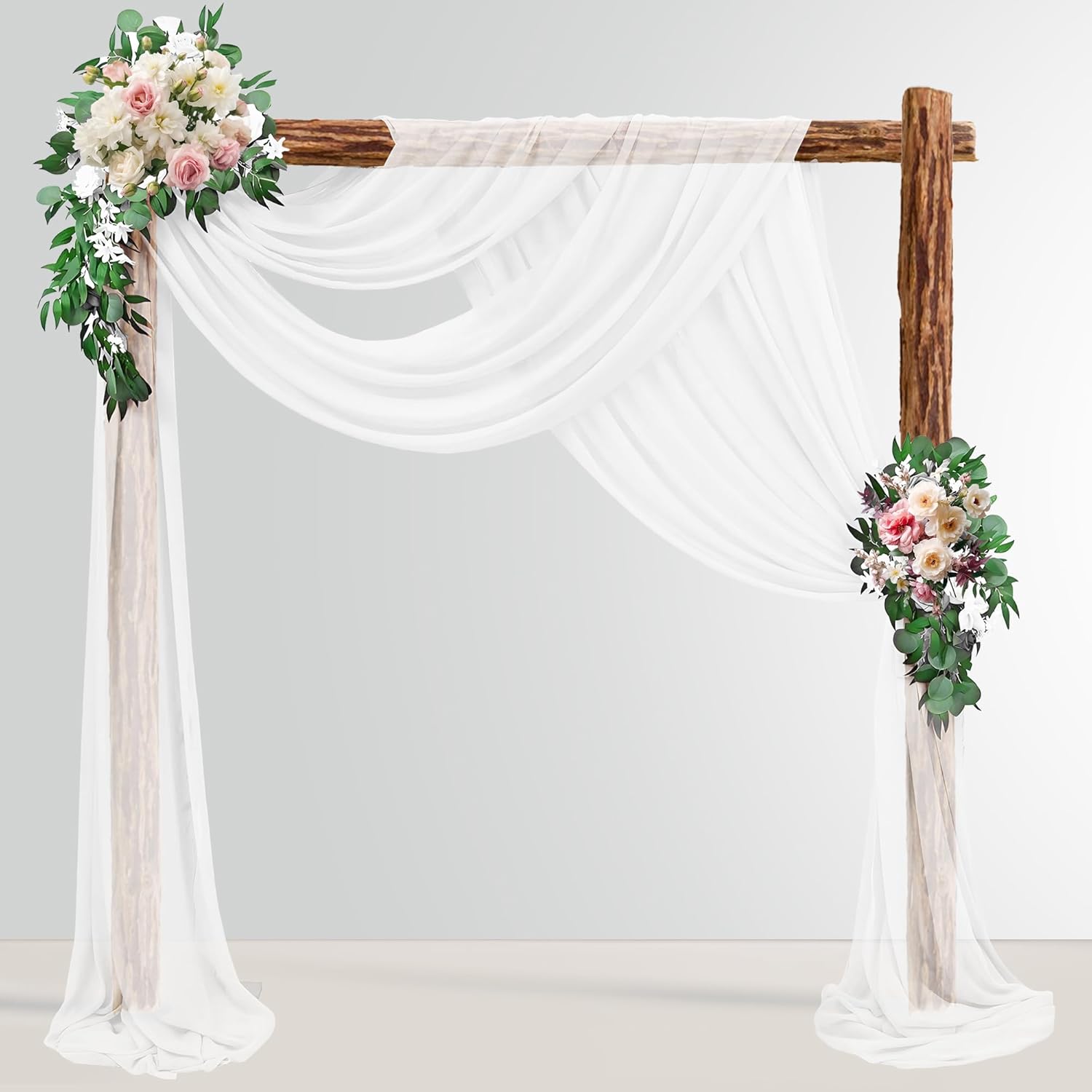 Wedding Arch Draping Fabric 28inx20ft Elegant Decorative Sheer Backdrop Curtain Hanging Drape for Banquets Home Decor (2 Pack)-0