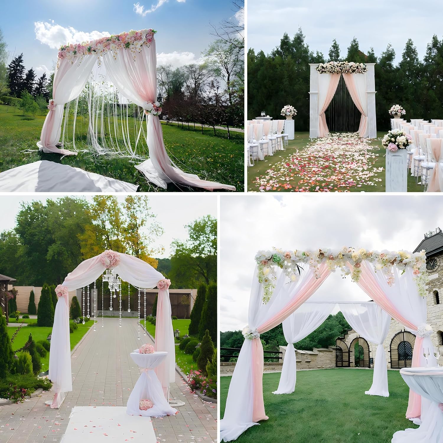 Wedding Arch Draping Fabric 28inx20ft Elegant Decorative Sheer Backdrop Curtain Hanging Drape for Banquets Home Decor (2 Pack)-5