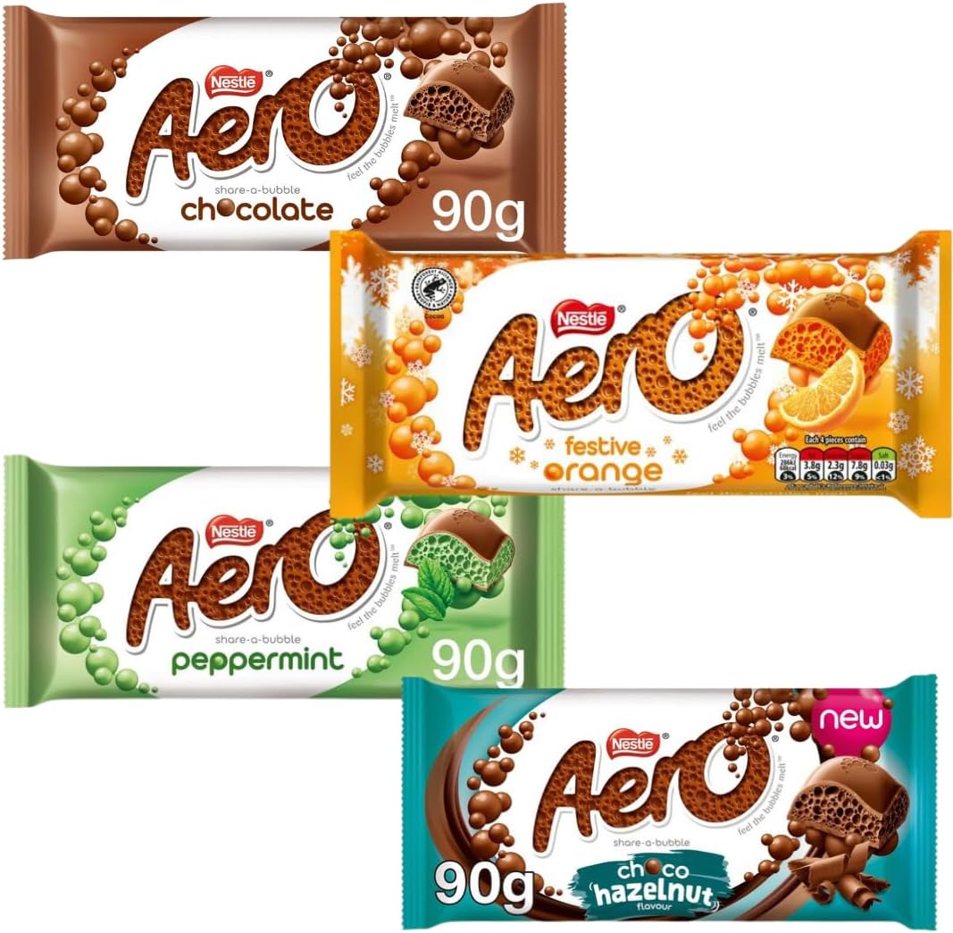 Chocolate Bar Bundle - 1 x Aero Mint, Orange, Chocolate & Choco Hazelnut (90g, 450g total)-0