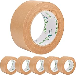 On1shelf Eco-Friendly Biodegradable Kraft Carton Sealing Tape - 50m Long |100% Recyclable & Sustainable Packing Solution (6, 48mm)