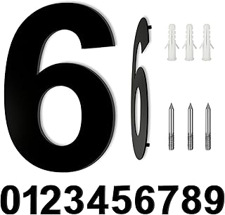 LUCKNIGHT House Numbers, Large Metal House Numbers, Floating Door Number, Made of Solid Stainless Steel, Flush Mount, for Outside Address Number Sign, 8 Inch (20.3 cm), Door Number 6