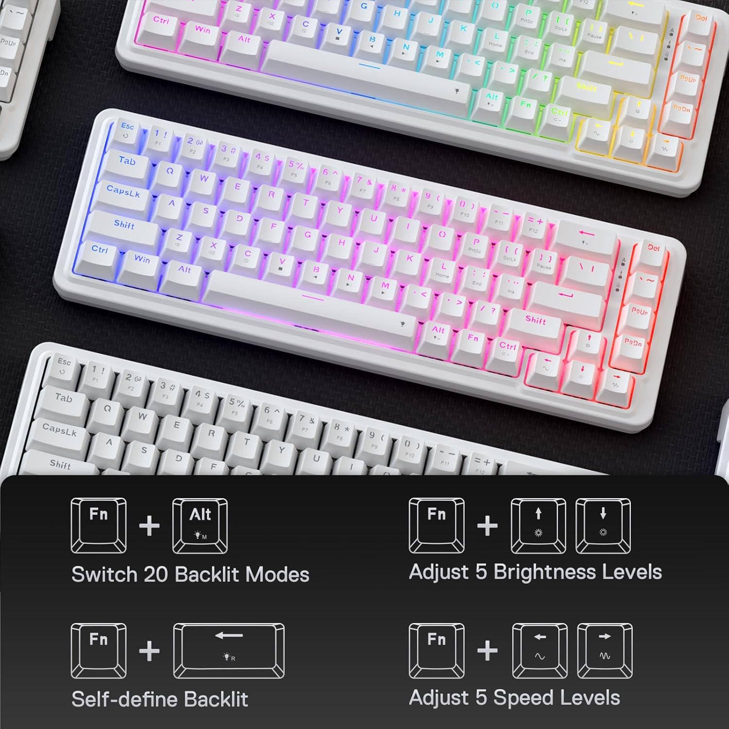 Redragon K709 65% Wired Gasket RGB Gaming Keyboard, 68 Keys Hot-Swap Compact Mechanical Keyboard w/Free-Mod Socket, 3-Layer Noise Dampening & Dedicated Arrow Keys, Quiet Custom Linear Switch-6