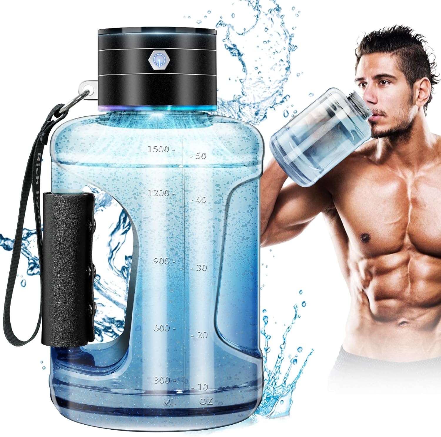 IUHFSIFS Upgrade 1.5L Hydrogen Water Bottle UK【NO.1 Hydrogen Content】【CAS Global Certificate - 4000PPB】 Hydrogen water generator with TOP SPE PEM Technique 1.5L Outdoor Sports Hydrogen Bottle-0