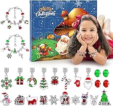 JIJI&CUI Christmas 2024 Advent Calendar Gift, DIY Christmas Calendar Jewelry Girl, 24 Charm Bracelet Jewelry Craft Christmas Calendar Kids Gift Girl 5 6 7 8 9 10 11 12 years old