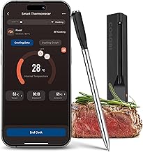 COSORI Smart Wireless Meat Thermometer Probe, Bluetooth Food Thermometer with Accurate Sensors and Smart App, Digital Cooking Thermometer for Oven Grill Kitchen BBQ Smoker and Air Fryer