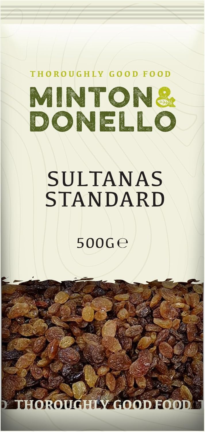 Minton & Donello - Sultanas Standard, 500g - Healthy Snack - School Snack - Lunch Snack - High in Fibre - Suitable for Vegetarians and Vegans-0