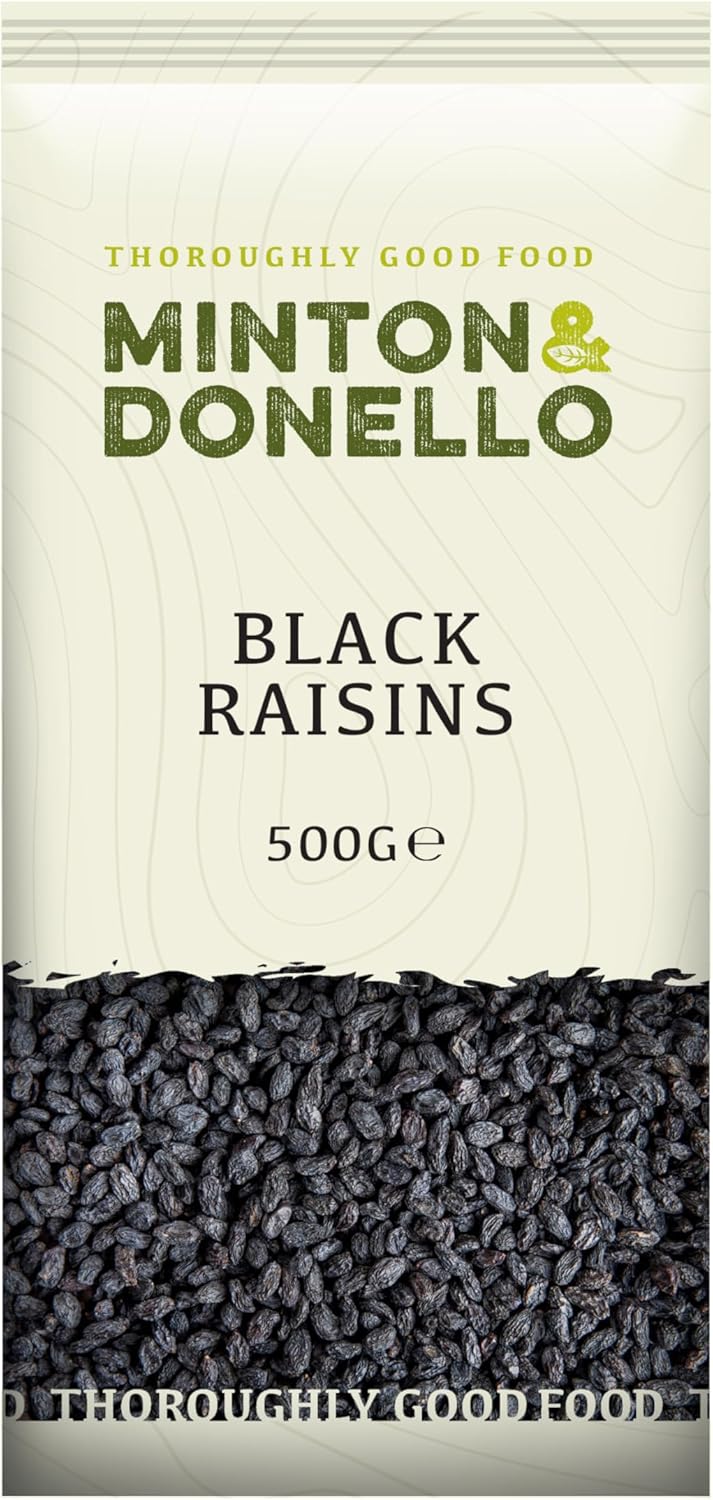 Minton & Donello - Black Raisins, 500g - Suitable for Vegans and Vegetarians - GMO Free - Superfood - Lunch Snack - Healthy Snack-0