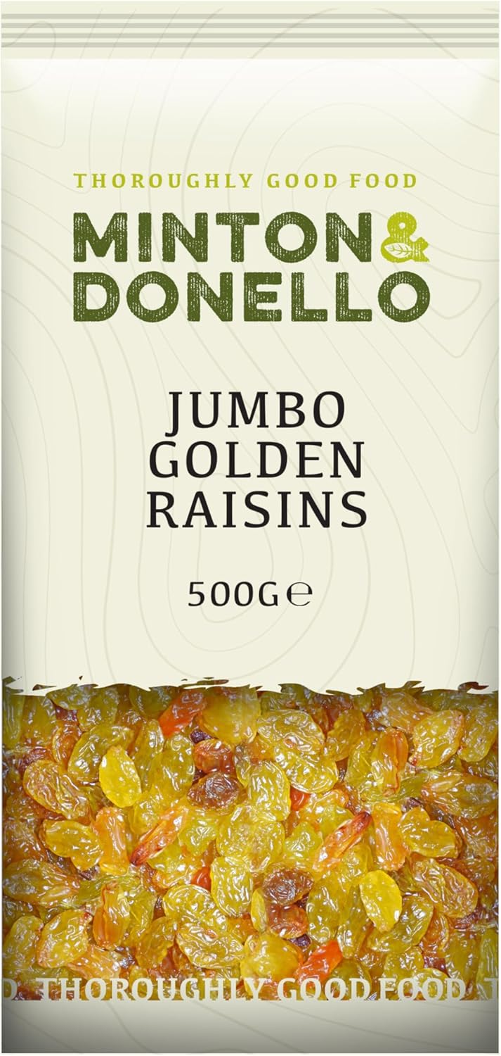 Minton & Donello - Jumbo Golden Raisins, 500g - Suitable for Vegans and Vegetarians - Non-GMO, Cholesterol Free, and Fat Free - High in Antioxidants and Fibre-0