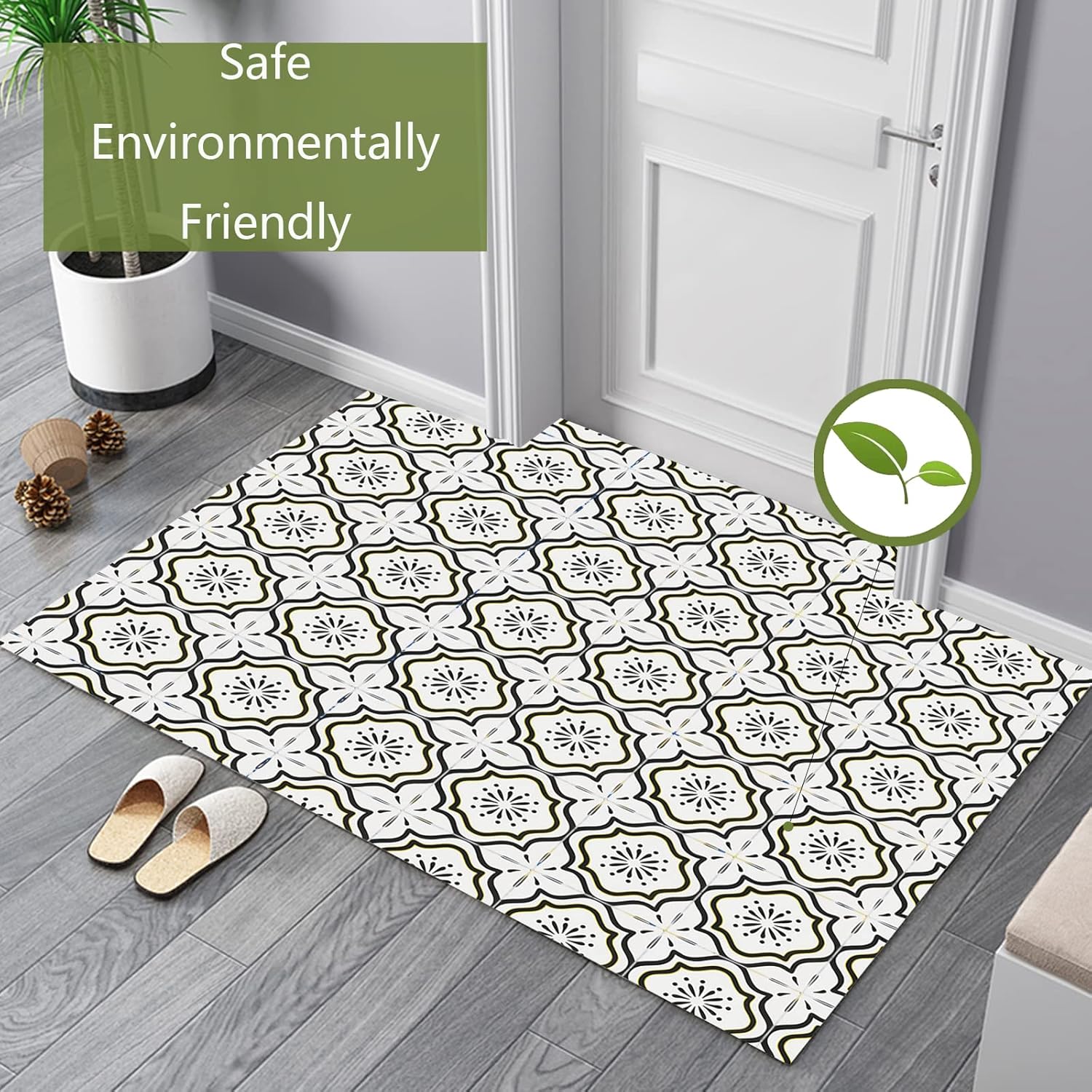 Elffloor Peel and Stick Floor Tiles Vinyl Flooring Self Adhesive Floor Tile for Bathroom Kitchen Living Room Yellow 20X20cm 70pcs Waterproof PVC Easy to Use-2