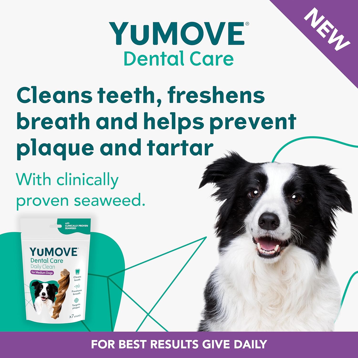 YuMOVE Daily Clean Dental Sticks for Medium Dogs | 7 pack-1