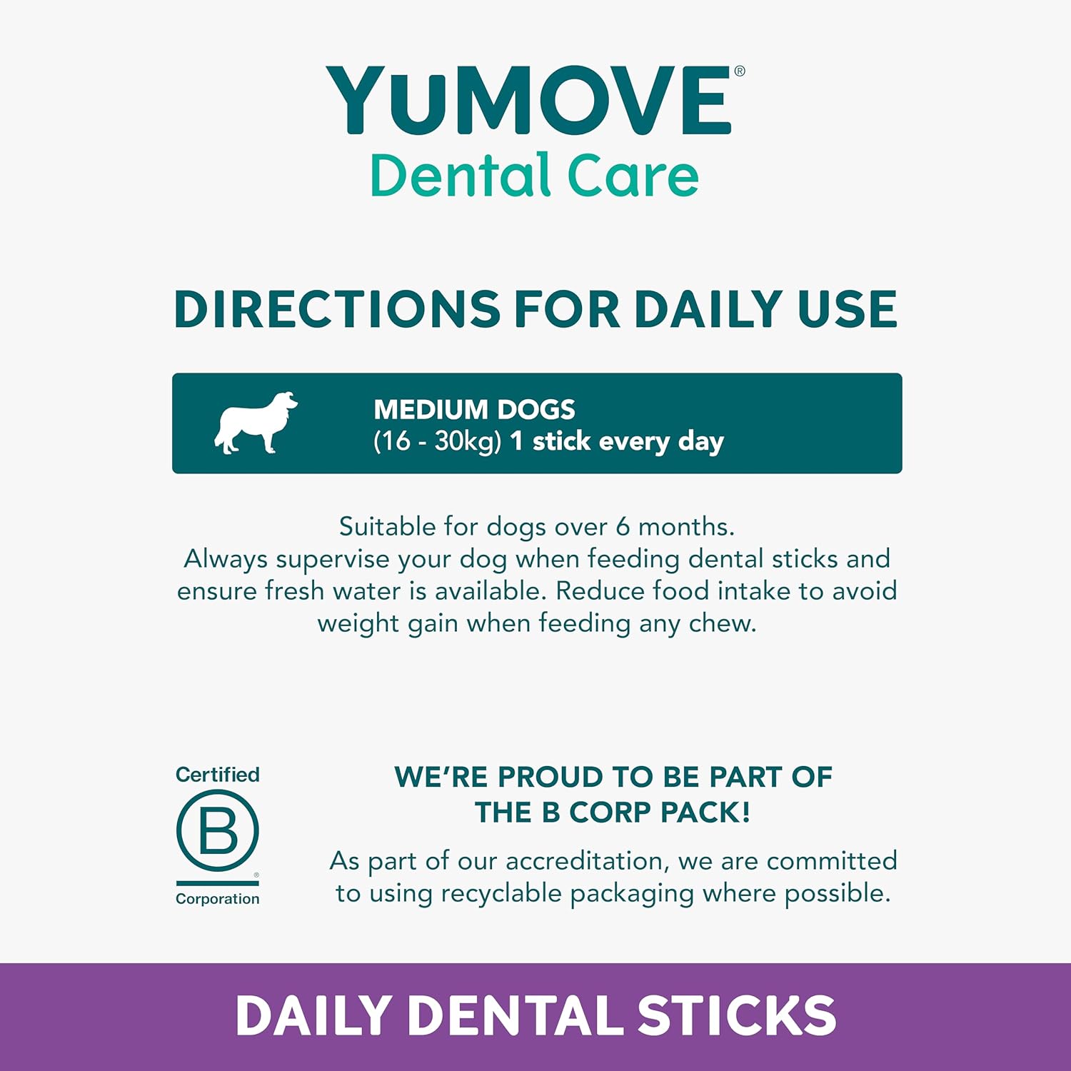 YuMOVE Daily Clean Dental Sticks for Medium Dogs | 7 pack-4