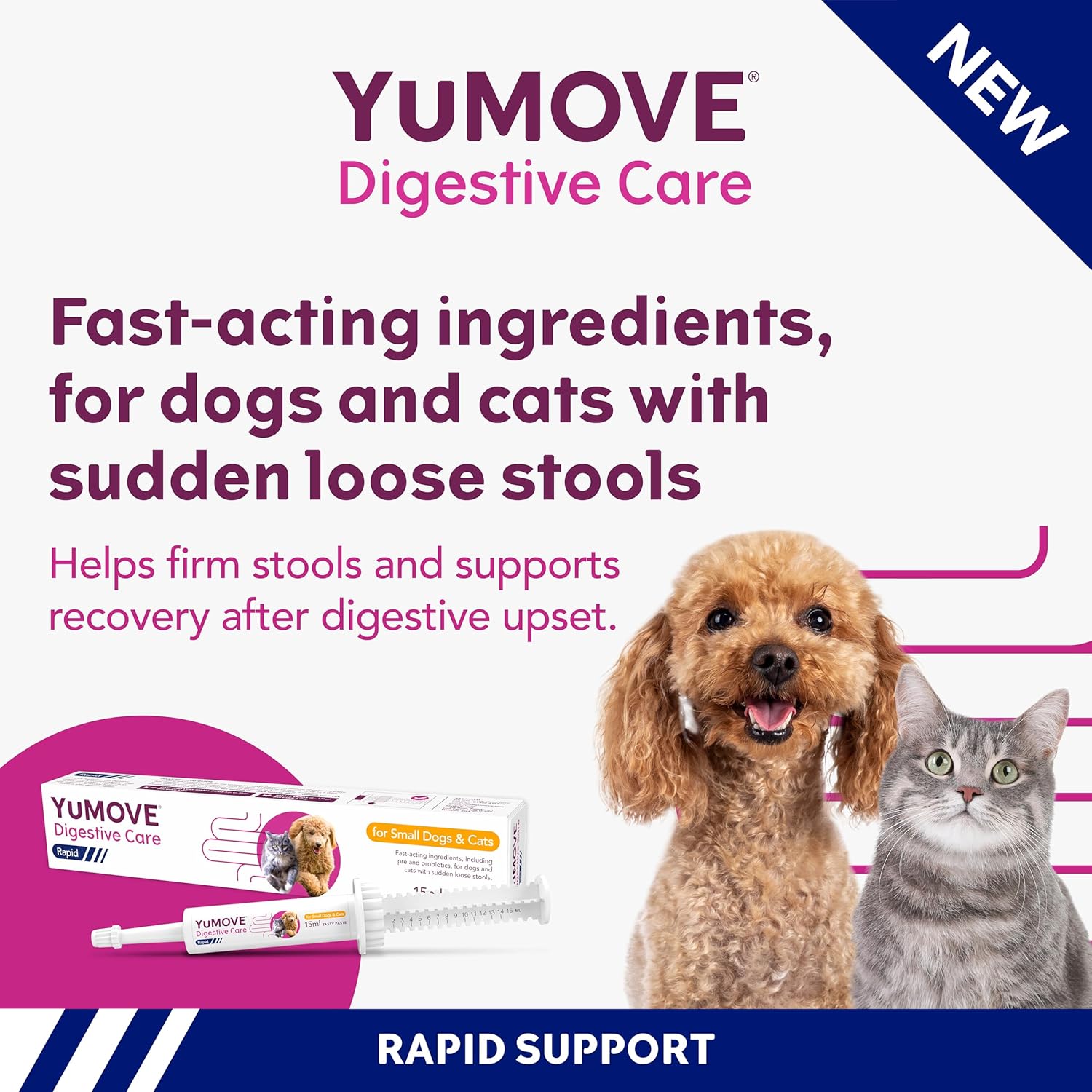 YuMOVE Digestive Care Rapid Probiotic Paste for Small Dogs & Cats | 15ml tube-1