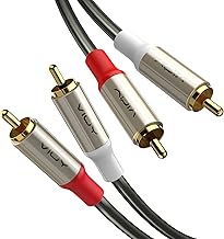 VIOY RCA Cable (1M), 2RCA Male to 2RCA Male Stereo Audio Cable, [Dual Shield Gold-Plated] Unbalanced RCA Subwoofer Cable for Home Theater, HDTV, Amplifiers, Hi-Fi Systems, Car Audio