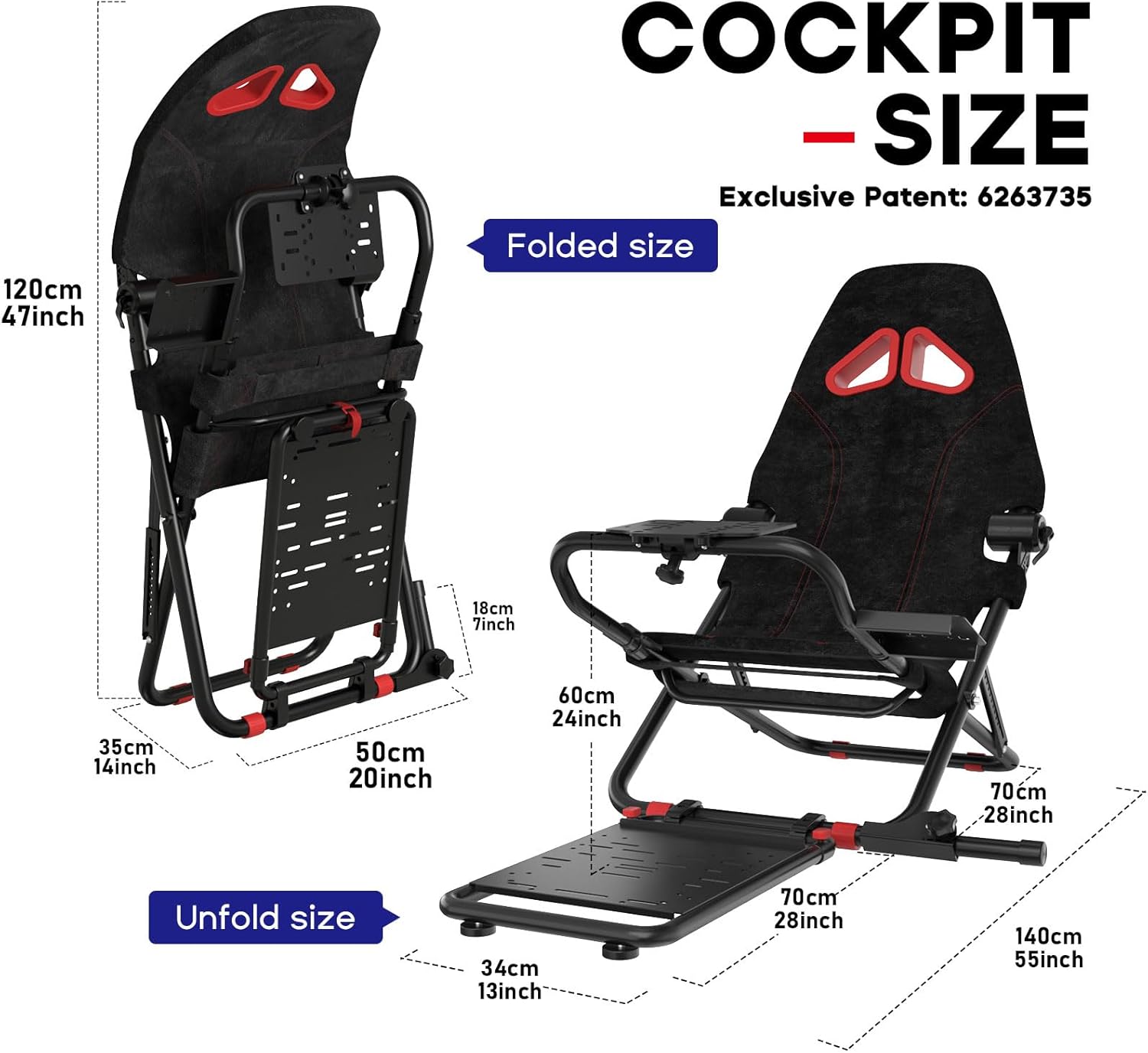 DIWANGUS Racing Simulator Cockpit with Foldable Seat Sim Racing Cockpit Steering Wheel Stand Chair Gaming Rig for Logitech G29 G920 G923 G27 G25 Thrustmaster T248X T248 T300RS T150 458 TX Xbox PS4 PS5-5