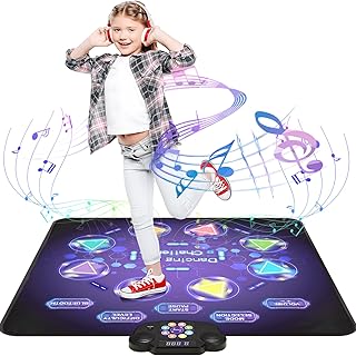 Gleamkid Dance Game Mat for Kids, LED Light-Up 8-Button Dance Pad with Adjustable Volume, Built-In Music, Bluetooth Function, 8 Modes and 3 Difficulty Levels, for Kids Age 3-12