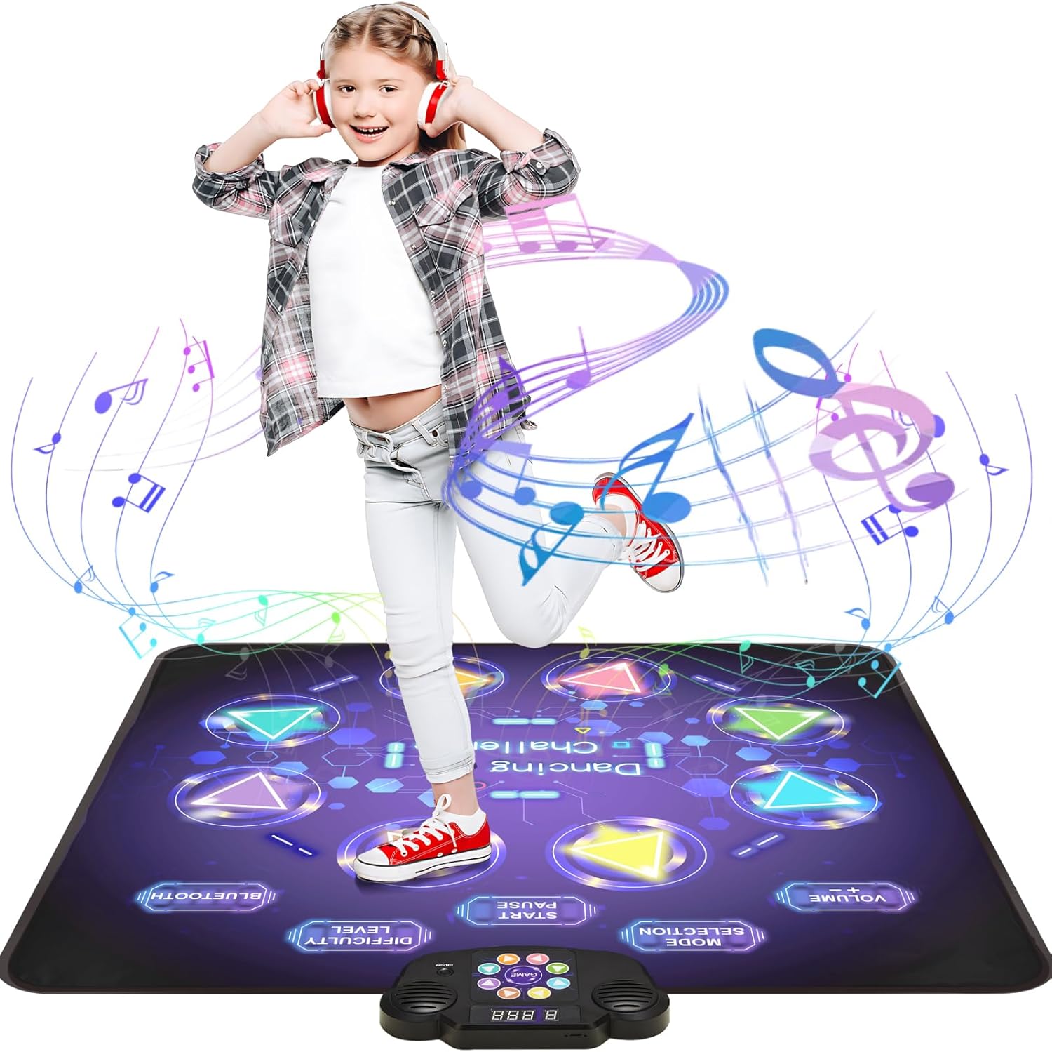 Gleamkid Dance Game Mat for Kids, LED Light-Up 8-Button Dance Pad with Adjustable Volume, Built-In Music, Bluetooth Function, 8 Modes and 3 Difficulty Levels, for Kids Age 3-12-0