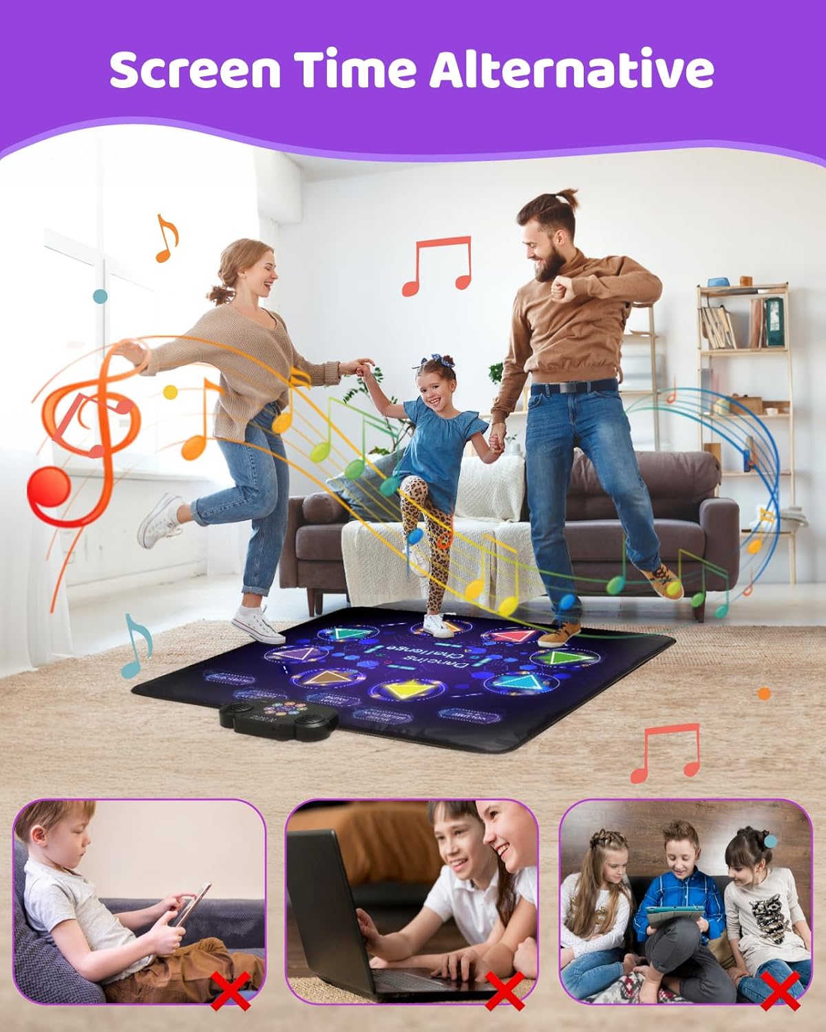 Gleamkid Dance Game Mat for Kids, LED Light-Up 8-Button Dance Pad with Adjustable Volume, Built-In Music, Bluetooth Function, 8 Modes and 3 Difficulty Levels, for Kids Age 3-12-6