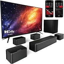 ULTIMEA 7.1 Sound Bar for TV, with Dolby Atmos, APP Control, 4 Wired Surround Speakers, 460W Surround Sound System for TV with 6.5" Wireless Subwoofer, Home Theater Sound System, Poseidon D80