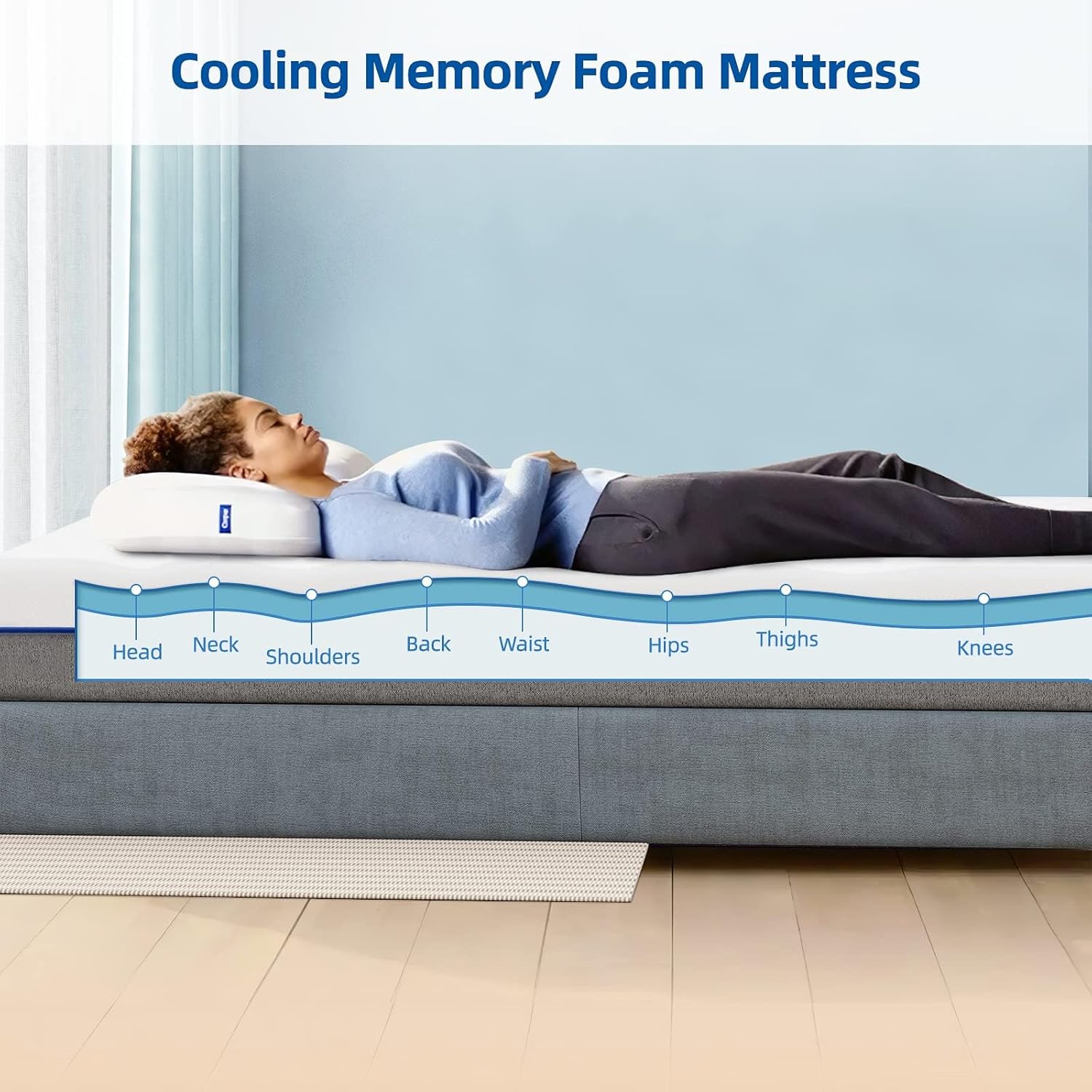 wowttrelax memory foam double mattresse 4ft6, 19.5 cm double bed mattress with Soft Fabric, 2 Layer for More Supportive and pain relief, bed mattress in a box, Medium Firm,135x190x19.5cm-3