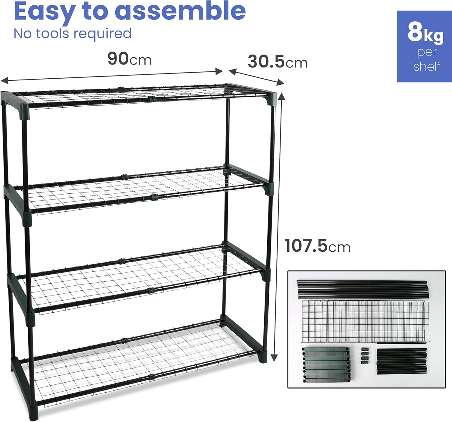 DIVCHI 4-Tier Garden Storage Shelves | Shelving Unit | Greenhouse Shelf | Shed Rack | Plant Racks | Garage Racking | Green House Staging - Easy No Tool Assembly-1