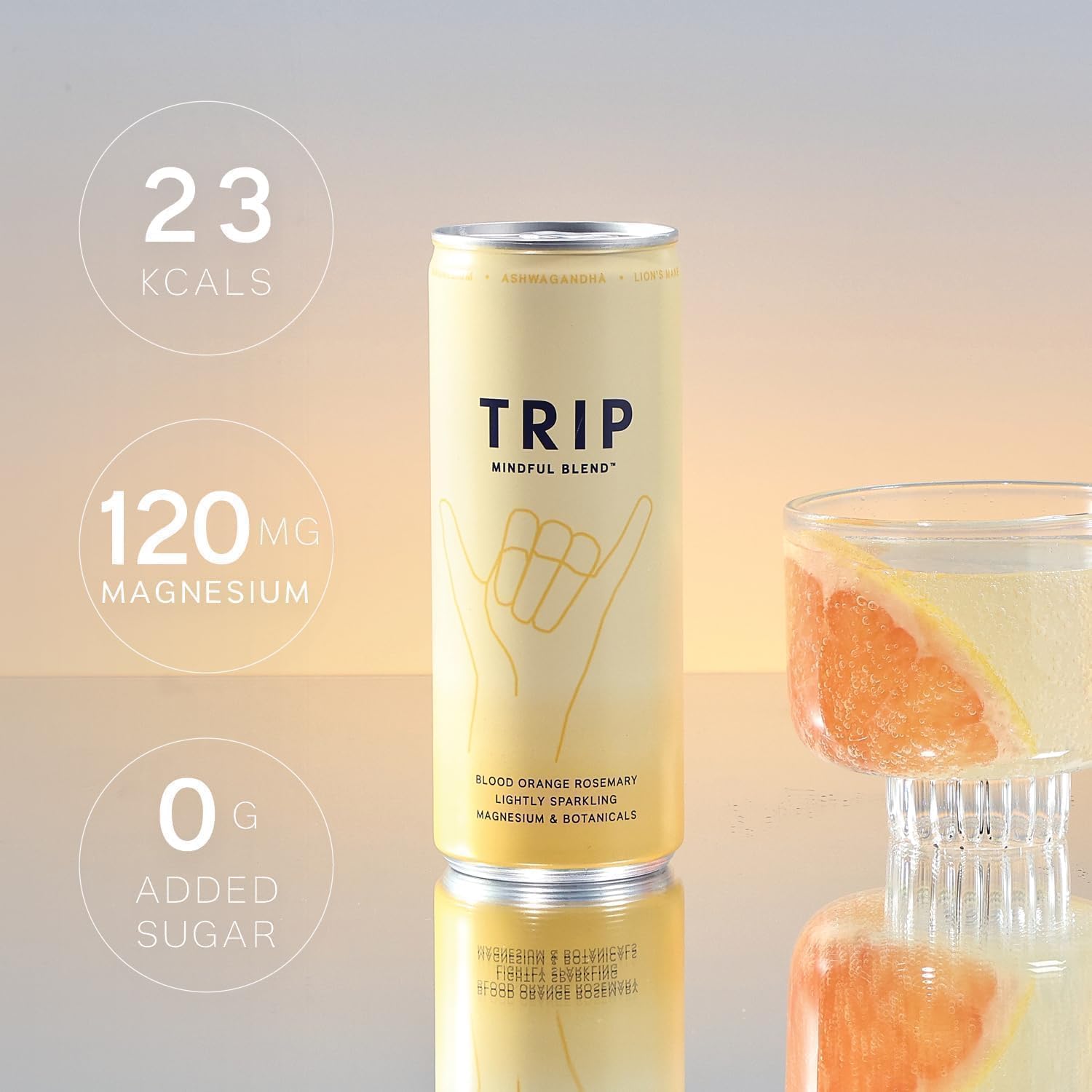 TRIP Mindful Blends - Mixed Pack Sparkling Drink with Magnesium Citrate + Ashwagandha + Lion’s Mane + L-theanine. Low Calorie and Vegan (Pack of 12 x 250ml)-1