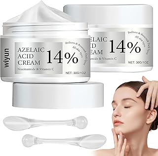 Azelaic Acid Cream 2pcs,14% Azelaic Acid Serum Face Cream,Azelaic Acid Serum Cream Niacinamide & Vitamin C,Shrinking Pores and Reducing Blemishes,Suitable for All Skin Types