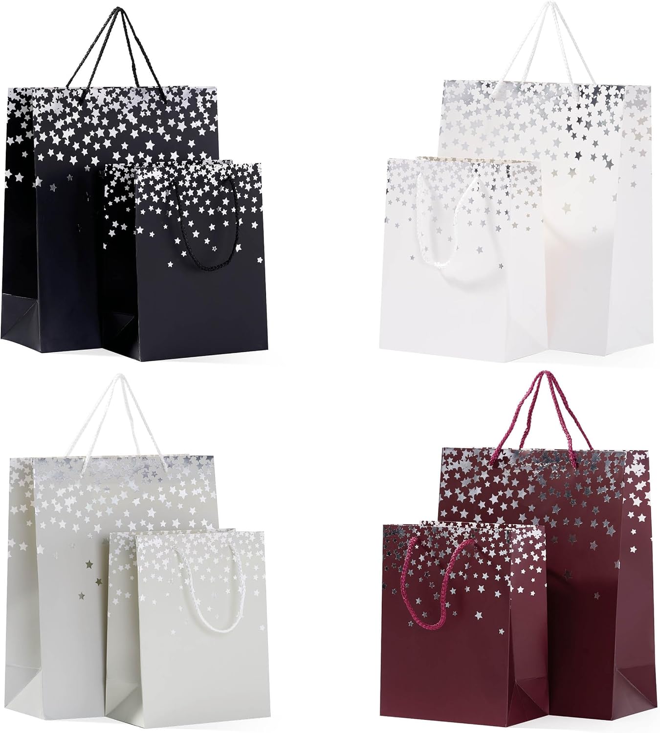 THE TWIDDLERS - 8 Colourful Gift Bags for Christmas with Ribbon Handles for Xmas, Birthday Party Present, All Occasions - Assorted Colours & Sizes - 18cm x 23cm & 32cm x 26 cm, Present Bags-0