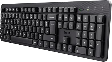 Trust Ody II Silent Wireless Keyboard QWERTY UK Layout, Membrane Low Profile Keys, USB Receiver 2.4GHz, Spill-Resistant, Batteries Included, Quiet Computer Keyboard for PC Laptop Mac - Black