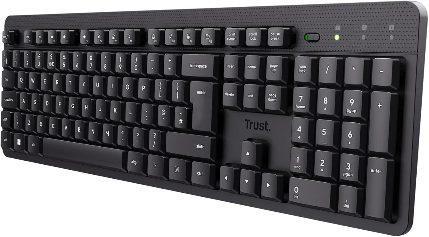 Trust Ody II Silent Wireless Keyboard QWERTY UK Layout, Membrane Low Profile Keys, USB Receiver 2.4GHz, Spill-Resistant, Batteries Included, Quiet Computer Keyboard for PC Laptop Mac - Black-0