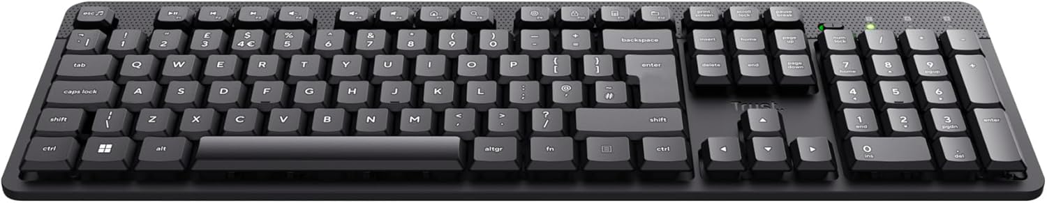 Trust Ody II Silent Wireless Keyboard QWERTY UK Layout, Membrane Low Profile Keys, USB Receiver 2.4GHz, Spill-Resistant, Batteries Included, Quiet Computer Keyboard for PC Laptop Mac - Black-7