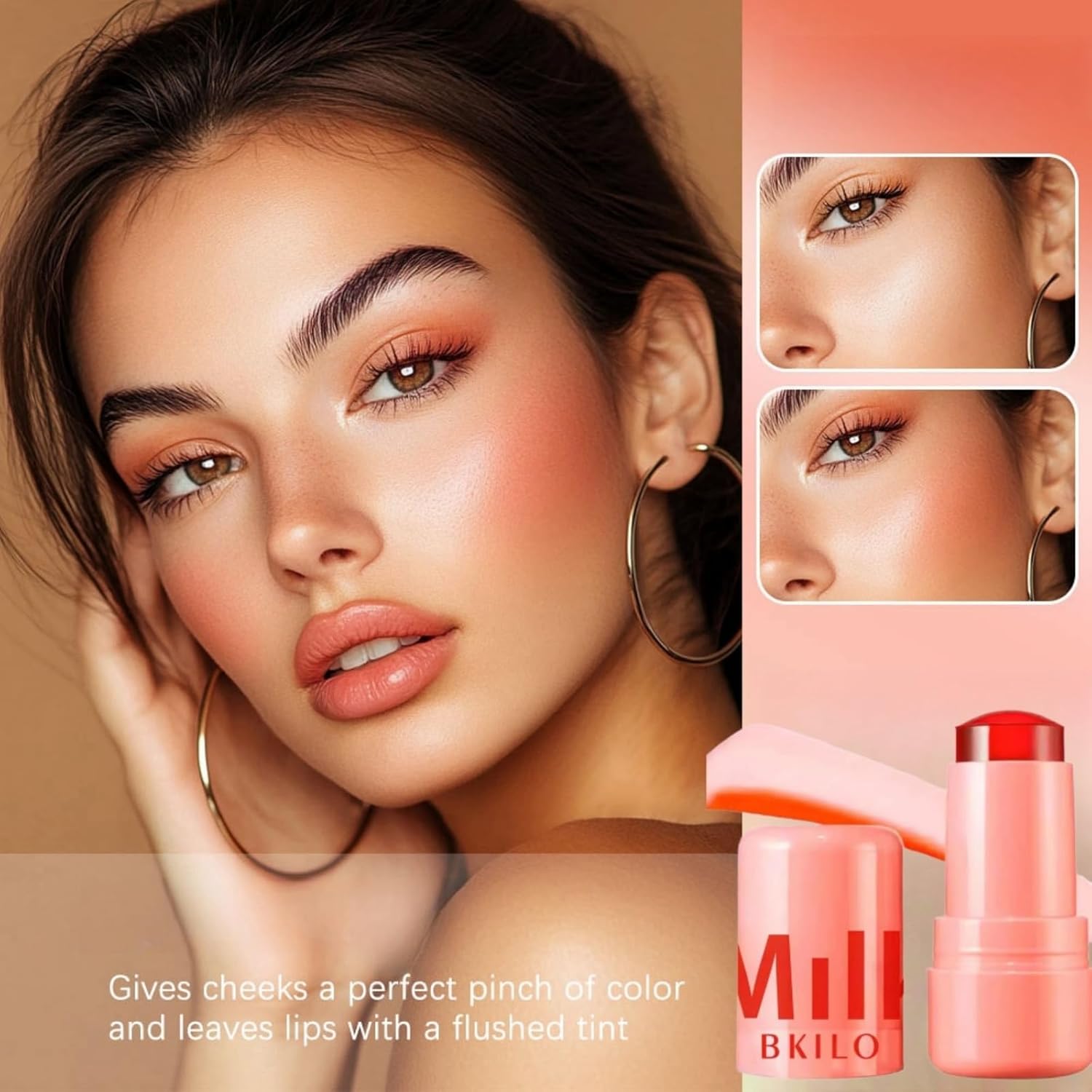 4pcs Milk Jelly Blush Stick,Milk Jelly Tint Stick,Makeup Jelly Tint Set,Cooling Water Jelly Tint,3 in 1 Cream Blush Stick,Cream Contour Stick for Cheeks Lips Eyes,Lip Stains Tints,Blusher Stick-6