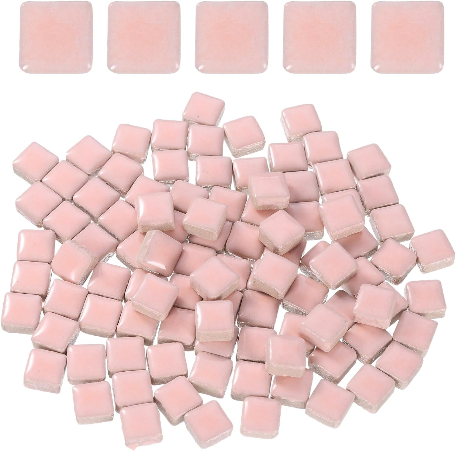 sourcing map 205pcs Ceramic Mosaic Tiles, Bulk Stained Ceramic Mosaic Tiles Square Mosaic Kits for DIY Art Crafts, Handmade Art Craft Projects for Home Decor(200g, Pink)-0