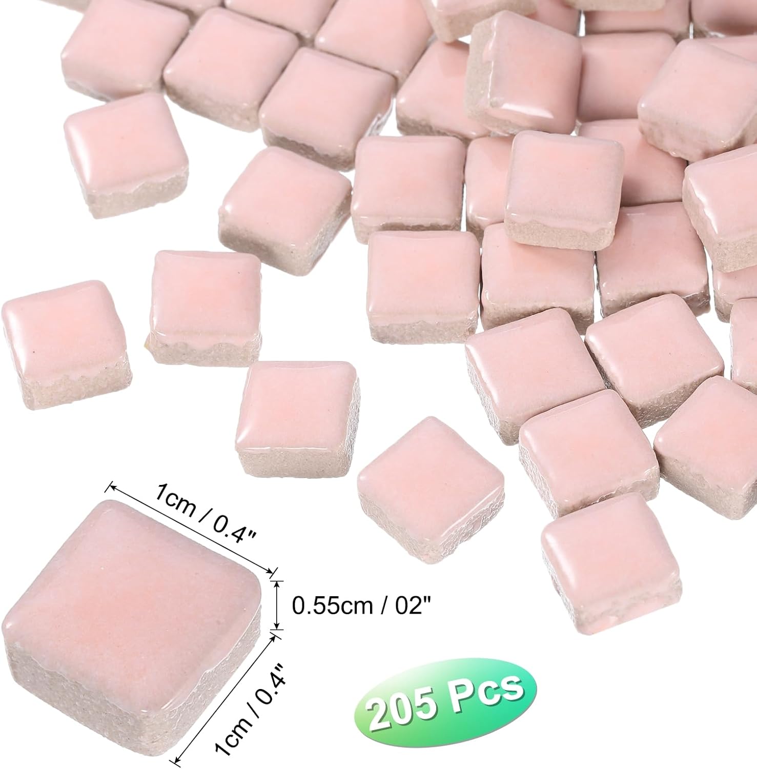 sourcing map 205pcs Ceramic Mosaic Tiles, Bulk Stained Ceramic Mosaic Tiles Square Mosaic Kits for DIY Art Crafts, Handmade Art Craft Projects for Home Decor(200g, Pink)-1