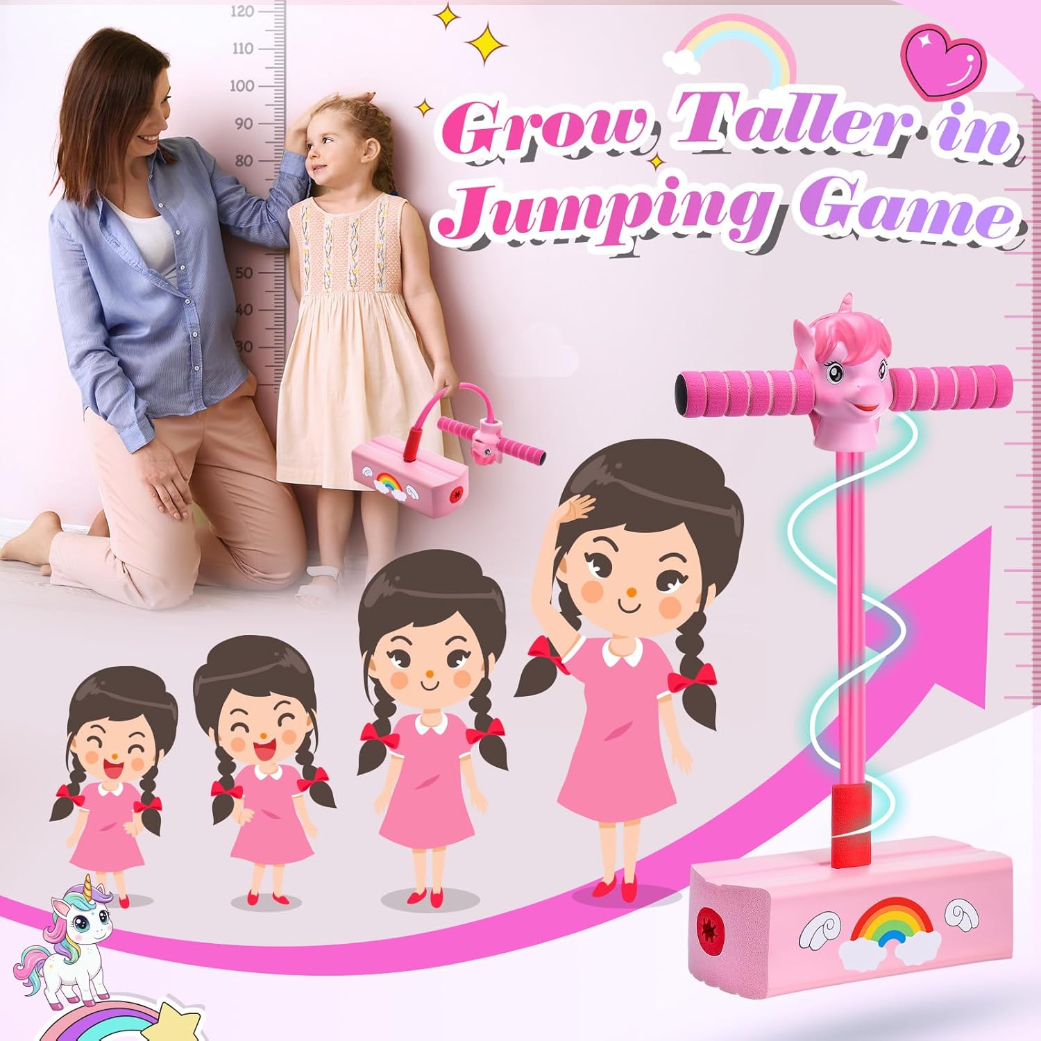 Toyzey Gifts for 3 4 5 6 7 8 9 10 Year Old Girls,POGO Stick for 3-12 Year Old Boys Toys Girls Toys Age 3-12 Toys for 3-12 Year Old Girls 3-12 Year Old Girl Gifts Pogo Jumper Girls Birthday Presents-1