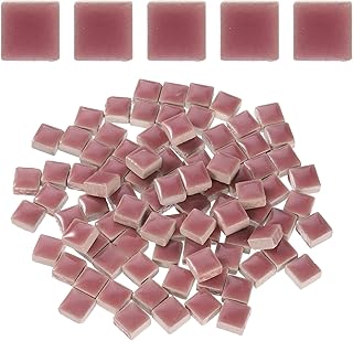 sourcing map 205pcs Ceramic Mosaic Tiles, Bulk Stained Ceramic Mosaic Tiles Square Mosaic Kits for DIY Art Crafts, Handmade Art Craft Projects for Home Decor(200g, Light Red)