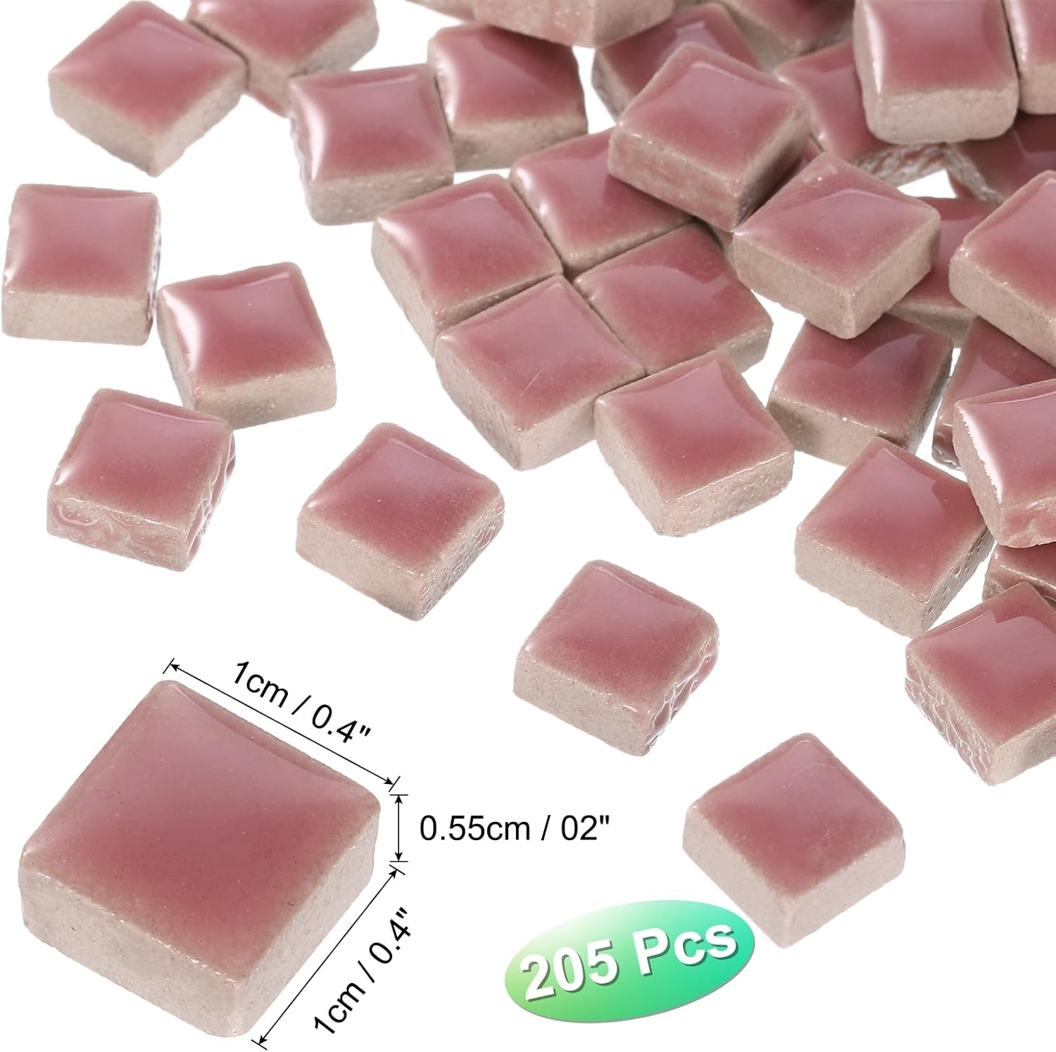 sourcing map 205pcs Ceramic Mosaic Tiles, Bulk Stained Ceramic Mosaic Tiles Square Mosaic Kits for DIY Art Crafts, Handmade Art Craft Projects for Home Decor(200g, Light Red)-1