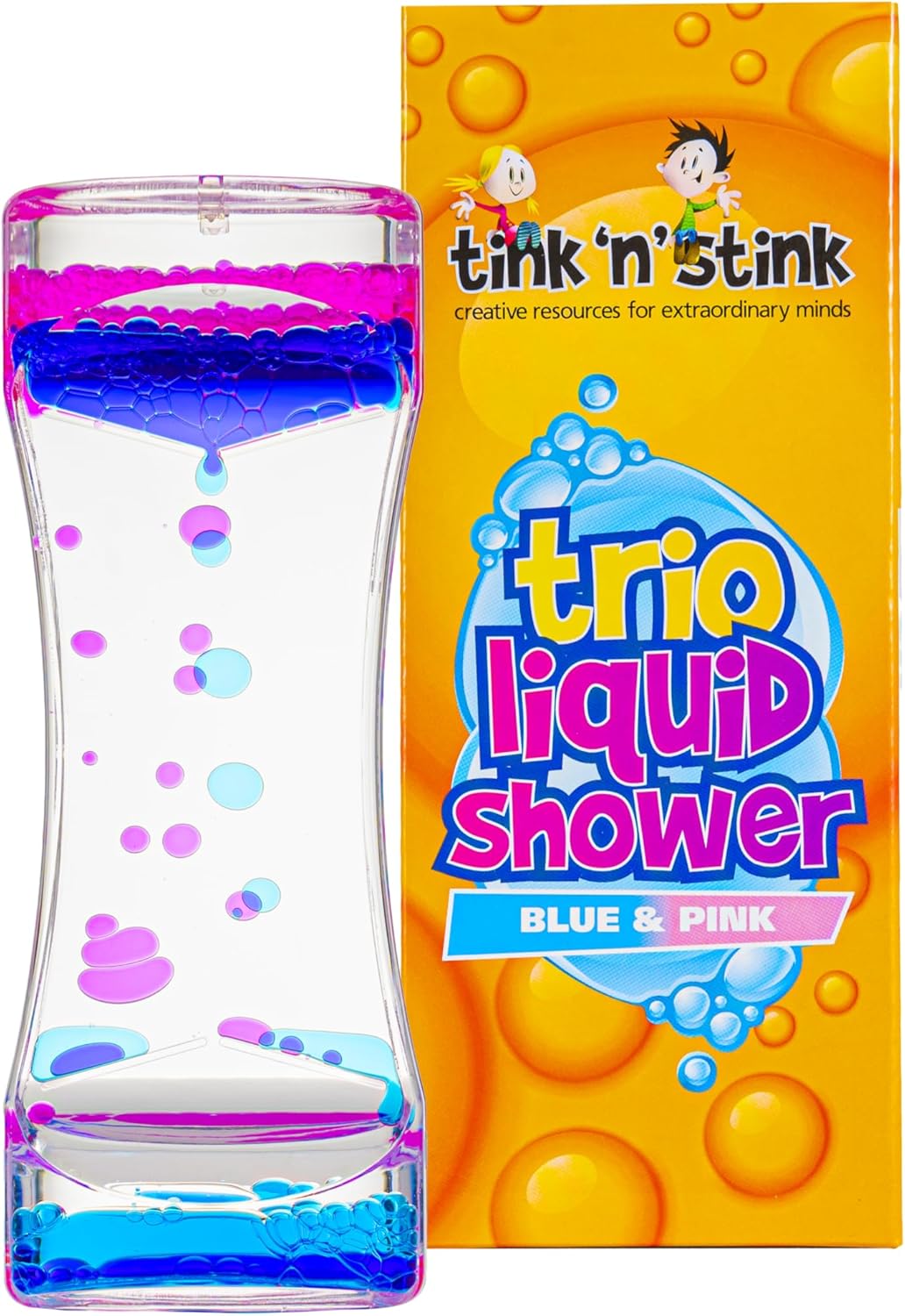 Tink n Stink Trio Colour Liquid Motion Timer – Calming Bubble Timer Sensory Toy – Colourful Water Timer Sensory Tool Spiral Timer for Autism, ADHD, SPD – Blue/Pink-1