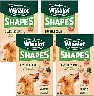 Winalot Dog Biscuits 800g Pack of 4 Dry Food Adult Dogs Crunchy Pet Snack Treat Minerals Vitamins for Gums Teeth Digestive Health with Welari Thank You Card | (4pack) (3200g)